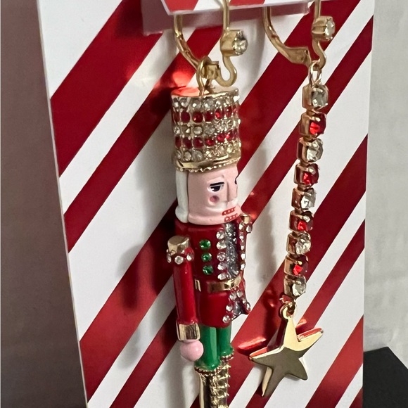 Betsey Johnson Earrings Red and Green Drop Nutcracker New - Picture 14 of 16